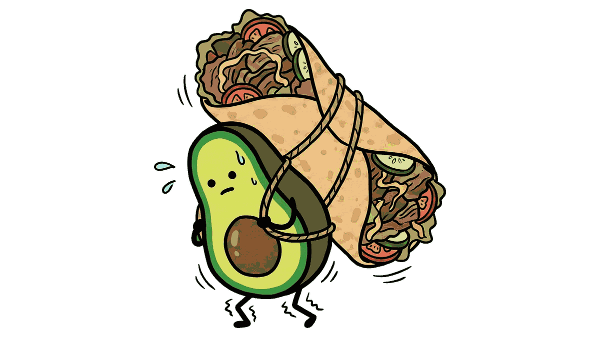 Chef avocado slicing a shawarma